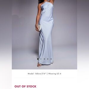 Aria Cove Satin Halterneck in Light Blue